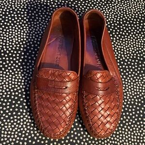 Robert Zur Chestnut Woven Leather Loafers